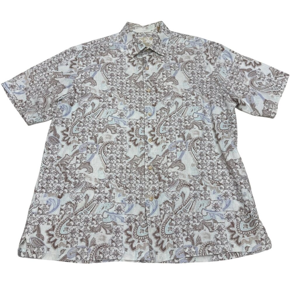 Tasso Elba Island Men's Button Up SS Shirt, Size L